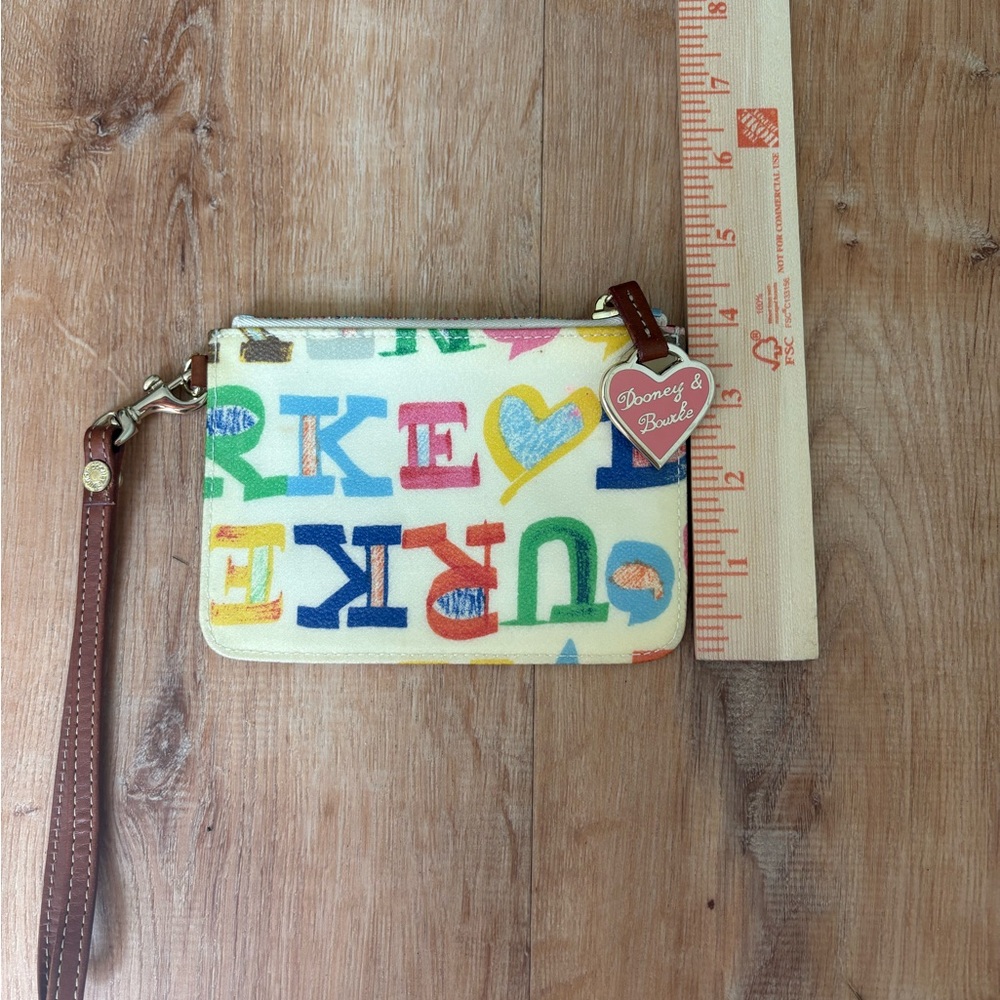 Dooney & Bourke Wristlet | Cream Multicolor Alphabet Wallet with Leather Strap - Picture 9 of 10